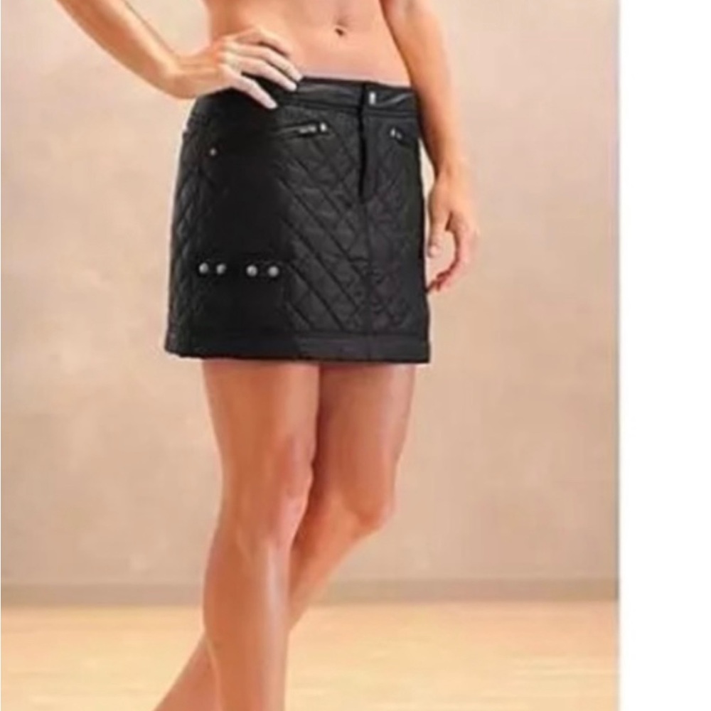 Athleta Snow Stomper Quilted insulated Skirt Size 4 Black Cargo Pocket